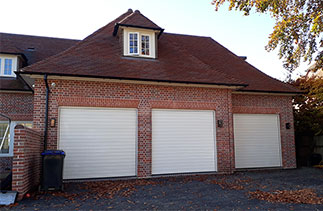 Three Hormann insulated sectional garage doors fitted in Beaconsfield, Buckinghamshire.